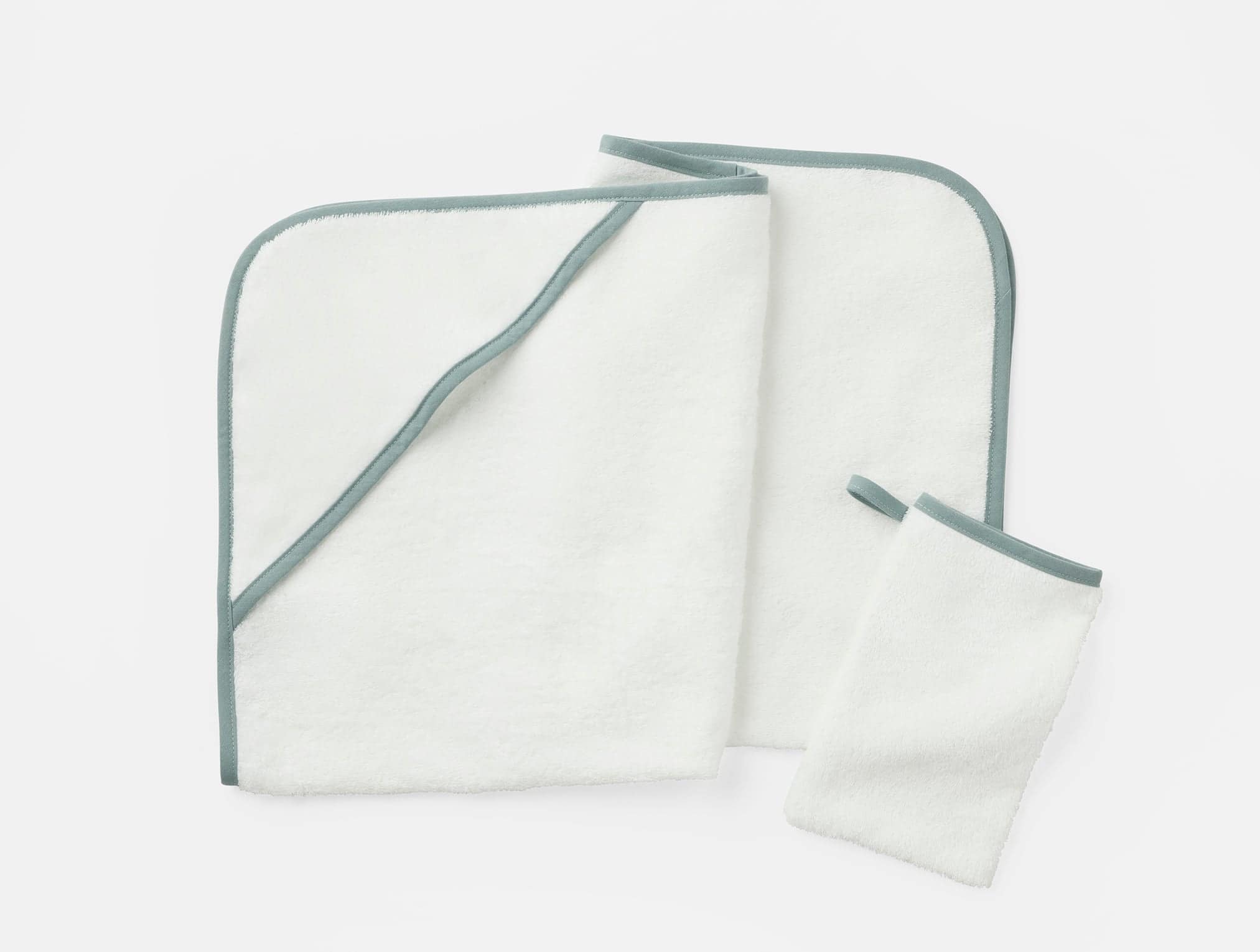 Cloud Loom Organic Baby Hooded Towel and Bath Mitt Set